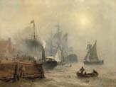 moored steamer at a busy quay